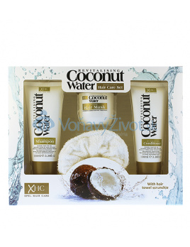 Xpel Coconut Water Haircare Set dárková sada hydratační šampon 100 ml + hydratační kondicionér 100 ml + hydratační maska na vlasy 100 ml + gumička do vlasů