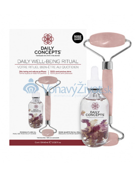 Daily Concepts Daily Well-Being Ritual dárková sada Daily Rose Quartz Facial Roller + Rose Multi-Use Oil 60 ml