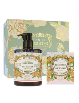 Panier Des Sens Rose Geranium dárková sada sprchový gél 70 ml + tělové mlieko 70 ml + krém na ruce 30 ml