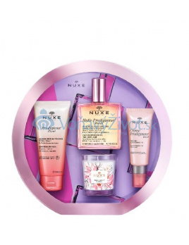 Nuxe Prodigiously Floral dárková sada (suchý olej Huile Prodigieuse Florale 100ml + multikorekční gélový krém Creme Prodigieuse Boost 40ml + sprchový gél Prodigieux Floral 100ml + vonná svíčka Prodigieux Floral 70g)