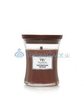 WoodWick vonná svíčka s dřevěným knotem Stone Washed Suede 275g