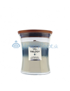WoodWick Trilogy Icy Woodland vonná svíčka s dřevěným knotem 453,6 g